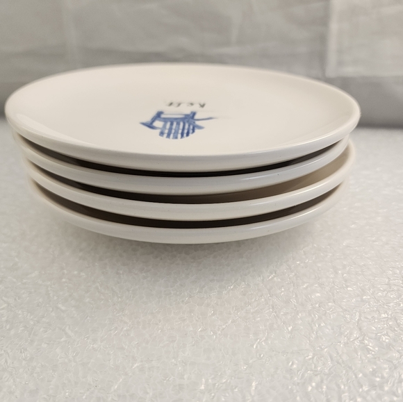 Set of 4 Rae Dunn Artisan Collection Rest Relax Porcelain Dessert Plates - Picture 5 of 9